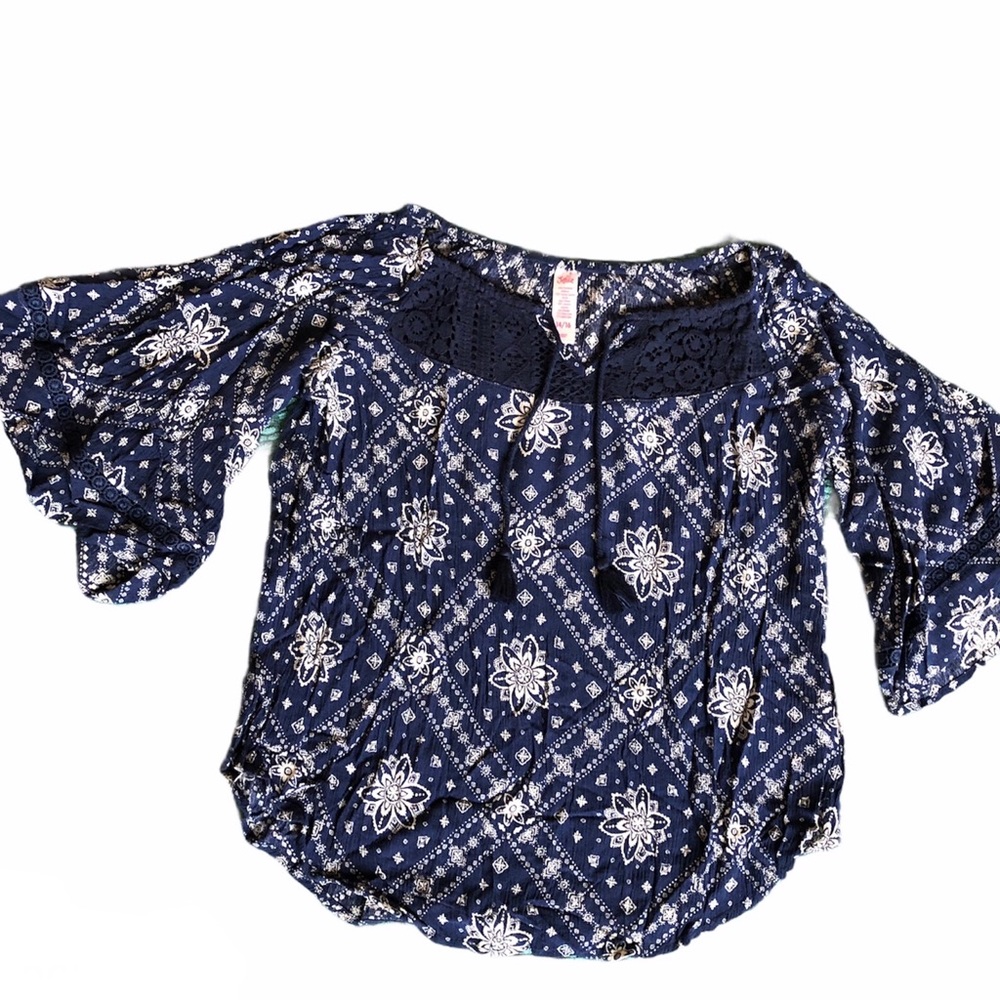 Justice Girls Top Size 14/16 Navy Blue